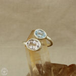 Anel de morganite e água-marinha