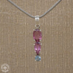 Pingente de turmalina rosa e água-marinha