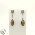 brinco de olho de tigre e quartzo rutilado olho de gato 7,79ct 2,27ct