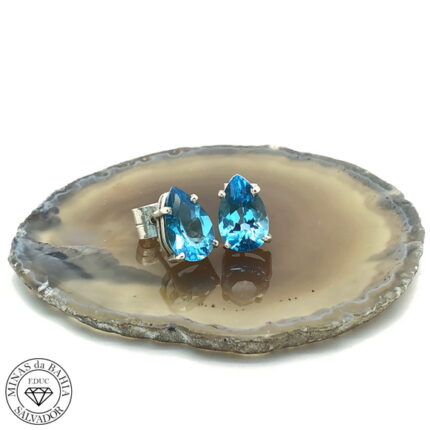 brinco de topázio azul 10,38ct