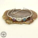 pulseira de pedras brasileiras, água marinha, citrino, ametista, topázio azul e granada 7,93ct prata