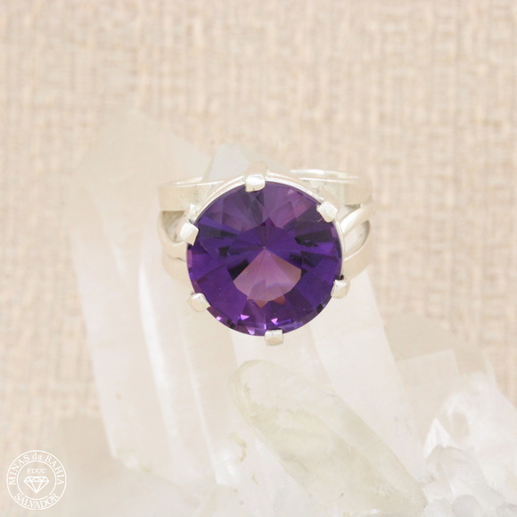 aamt033 anel de ametista 7,87ct cod233 Anel de ametista redonda - Imagem 1