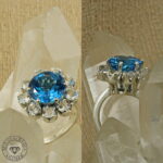 Anel de topázio azul Swiss Blue e topázios