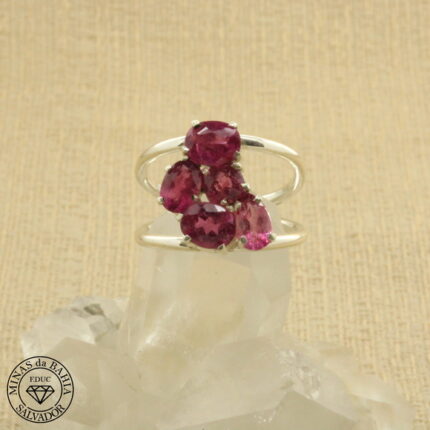 Anel de turmalina rosa