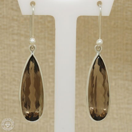 brinco de quartzo fumê 30,36ct