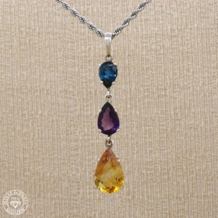 Pingente de citrino, ametista e topázio azul London Blue 10,06ct Prata925