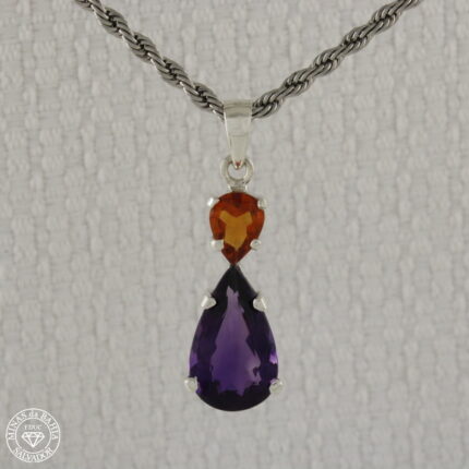 Pingente de ametista e citrino Rio Grande 5,05ct  0,90ct   Prata925