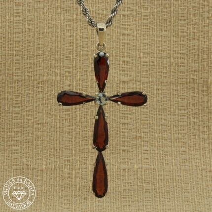 pingente de granada e água marinha 9,64ct 0,29ct