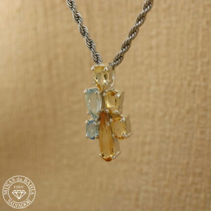 pingente de topázio imperial e água marinha 3,46ct 1,05ct