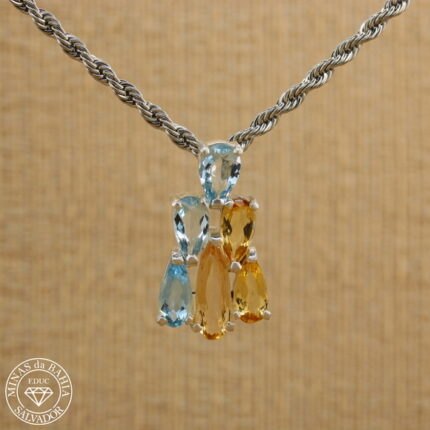 pingente de topázio imperial e água marinha 2,64ct 1,64ct
