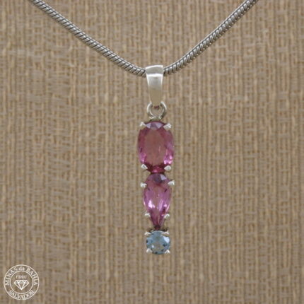 pingente de turmalina rosa e água marinha 1,73ct 0,22ct