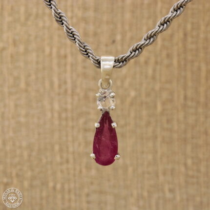 pingente de turmalina rosa e topázio 1,29ct 0,20ct