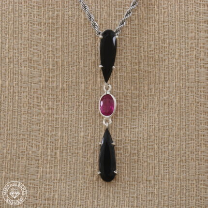 pingente de turmalina negra e rubelita 9,29ct 1,16ct