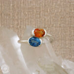 Anel de topázio azul e citrino  0,82ct  0,94ct  Prata925