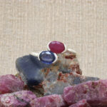 Anel de rubi e safira  0,74ct  0,70ct  Prata925