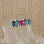 Anel de turmalina rosa e topázio azul  0,50ct  2,98ct  Prata925