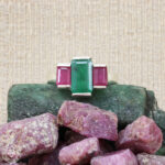 Anel de esmeralda e rubi  1,47ct  1,22ct  Prata925
