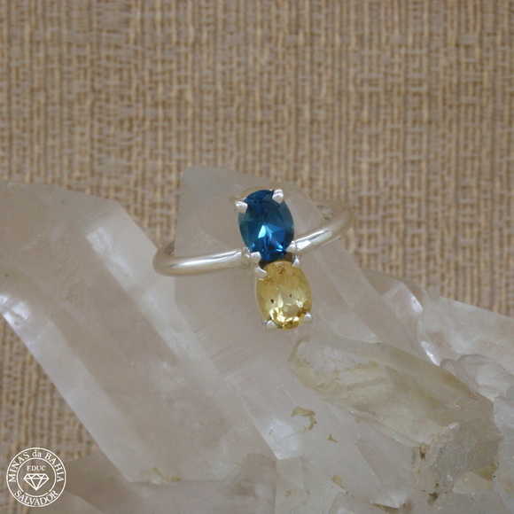 adiv049 anel de topázios 1,06ct 1,06ct cod223 Anel de topázio, London Blue e imperial