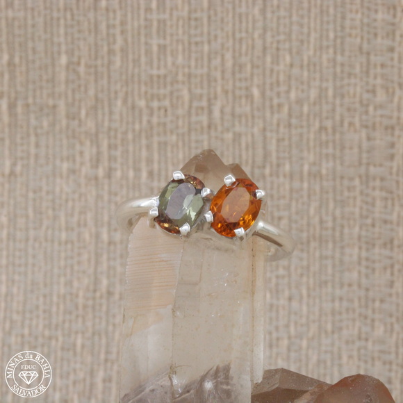 adiv053 anel de andaluzita e citrino Rio Grande 0,90ct 0,81ct cod167 Anel de andaluzita e citrino Rio Grande