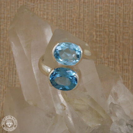 Anel de topázio azul, Sky Blue, Swiss Blue
