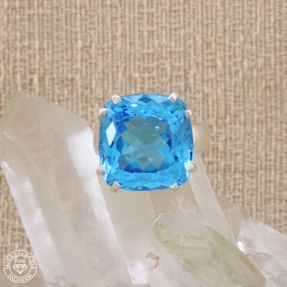 atpa133 anel de topázio azul 23,05ct cod686 Anel de topázio azul Swiss Blue - Imagem 1