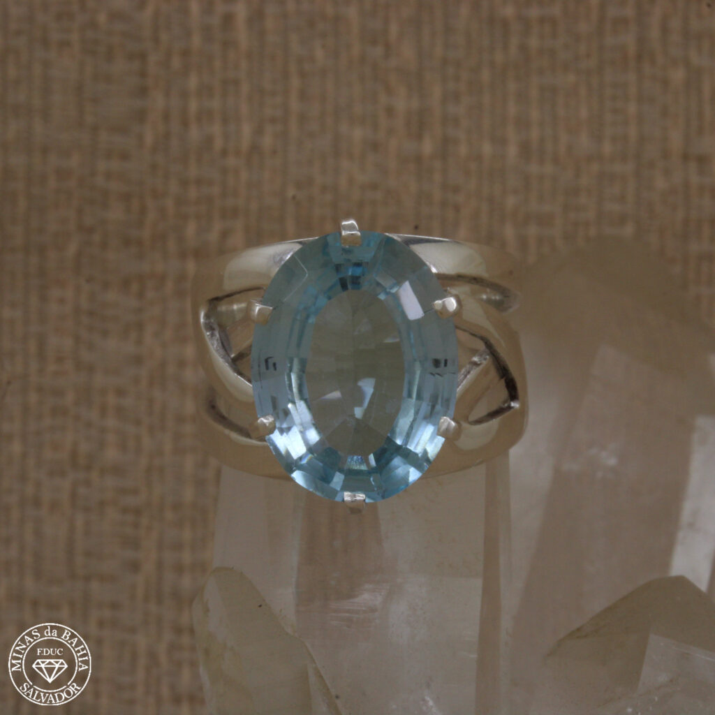Anel de topázio azul