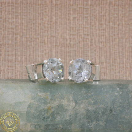 Brinco de água-marinha. Redondas, 4,17ct. Prata 925
