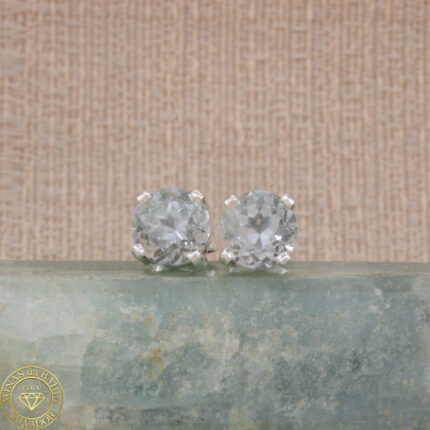 Brinco de água-marinha. Redondas, 4,17ct. Prata 925.