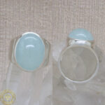 Anel de água-marinha cabochão. Prata 925