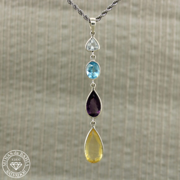 PDIV002 pingente de água marinha,topázio azul, ametista e citrino 12,68ct cod230 Pingente de água marinha,topázio azul, ametista e citrino