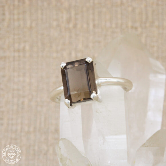 aqf008 anel de quartzo fumê 3,44ct cod100 Anel de quartzo fumê. Prata 925