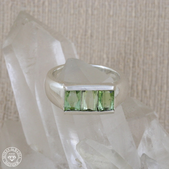 atur057 anel de turmalinas verdes 1,85ct cod307 Anel de turmalinas verdes