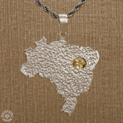 pingente mapa do brasil com topázio imperial tpi 0,94ct