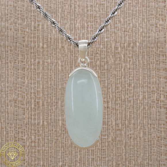 pagm038 Pingente de água-marinha 26,20ct cod189 Pingente de água-marinha Cabochão 26,20ct Prata 925