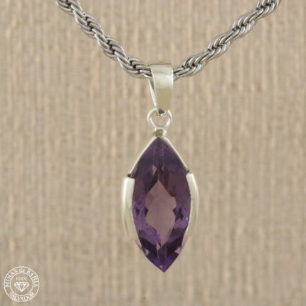 Pingente de ametista navete, 4,99ct, prata 925