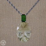 Pingente de citrino natural e turmalina verde