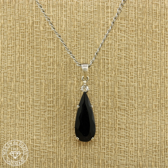 ptur004 pingente de turmalina negra e topázio 6,0ct 0,16ct cod258 Pingente de turmalina negra e topázio. Prata 925