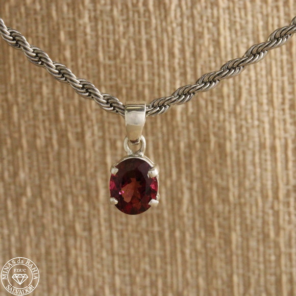 ptur020 pingente de turmalina rosa 1,52ct cod113 Pingente de turmalina rosa. Prata 925