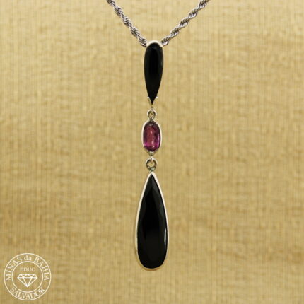 PIngente de turmalina negra e rubelita 19,45ct 1,39ct