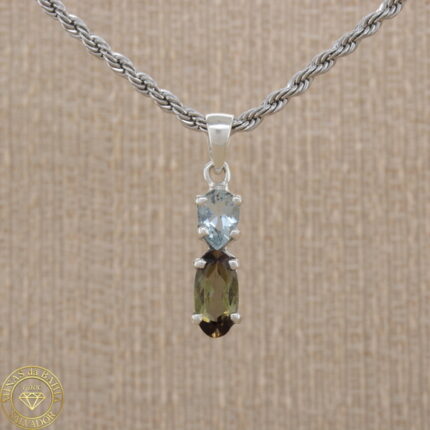 Pingente de andaluzita e água-marinha 1,30ct 0,59ct